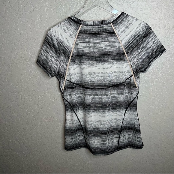 BNWOT Athleta Athletic Striped Workout Top Short Sleeve - Picture 6 of 8